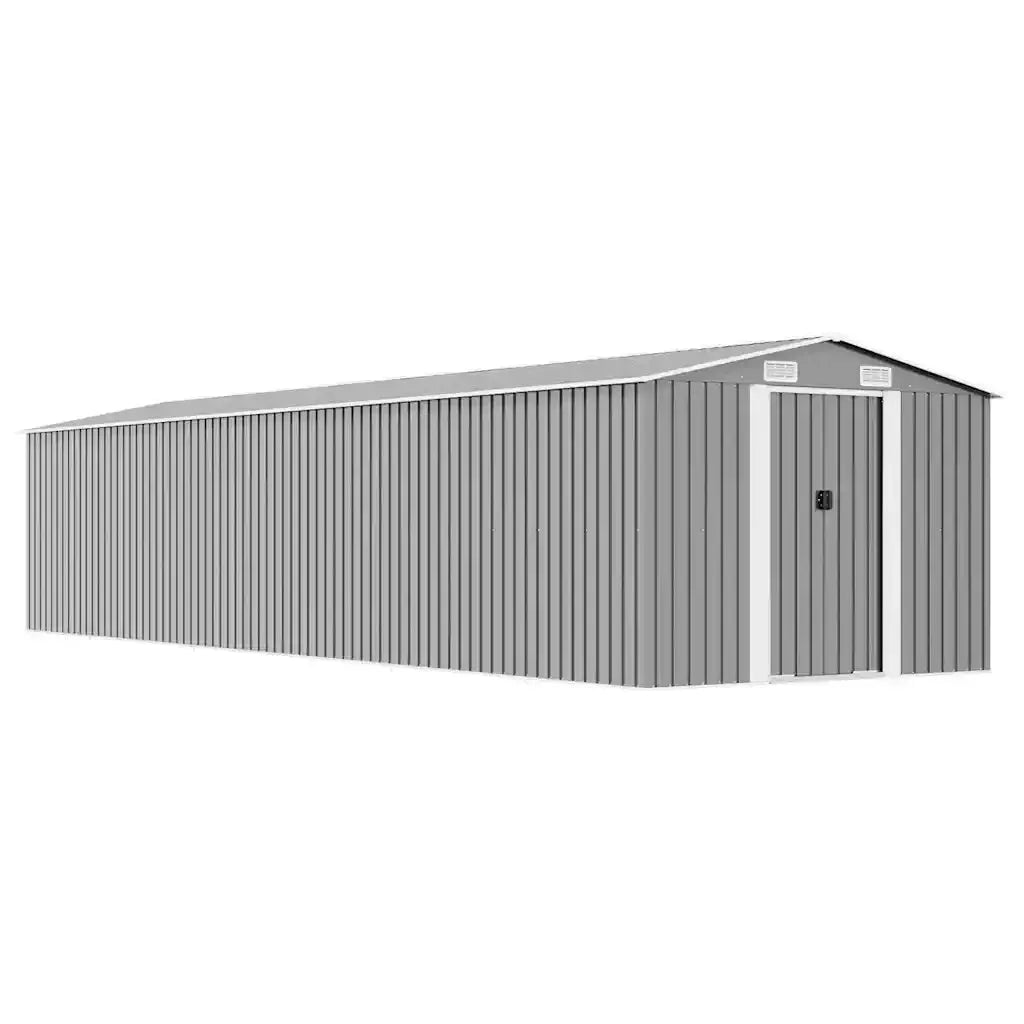 Casetta da giardino in metallo capanno grigio 257x990x181 cm in acciaio zincato mxl 65796