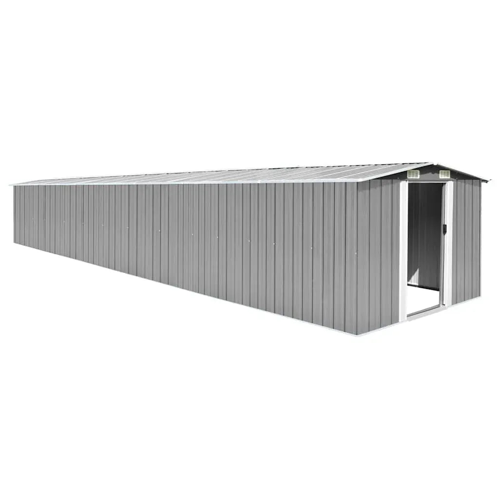 Casetta da giardino in metallo capanno grigio 257x779x181 cm in acciaio zincato mxl 65815