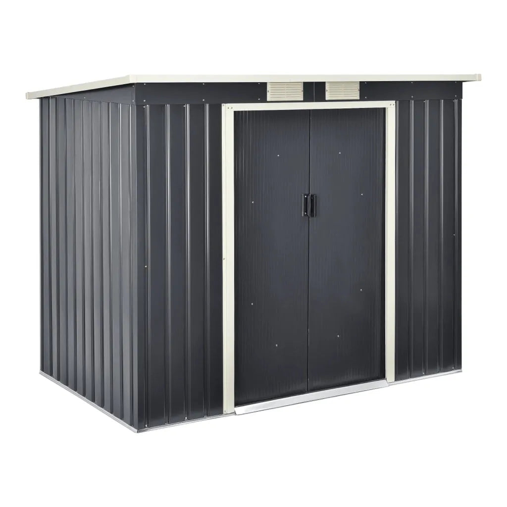 Casetta da giardino in metallo tettoia 213 x 130 x 173 cm lamiera di acciaio zincato grigio scuro 03_0007175