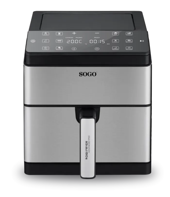 Friggitrice ad aria 12 programmi preimpostati, cottura senza olio, ad 6 litri con display digitale, 1700 W