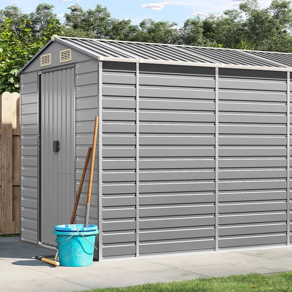 Casetta da giardino in metallo capanno grigio chiaro 191x980x198cm acciaio zincatocod mxl 74484