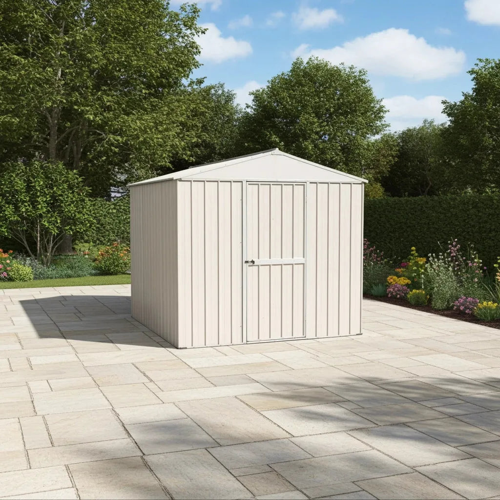 Capanno modello 81MQ, esterno in lamiera di acciaio zincata 275x175cm x h 212 cm, 87 kg, 4, bianco
