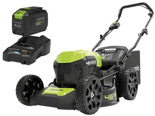 Tosaerba a batteria modello 3-IN-1, ideale giardini fino 600 m², 48 V 46 cm con 4 Ah