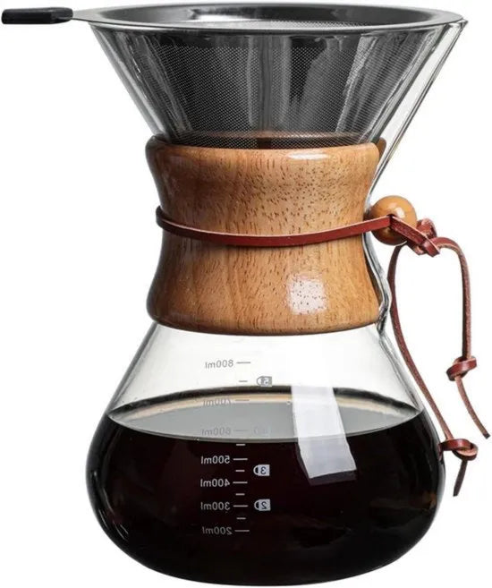 Caffettiera glaciale 400 ml con filtro in acciaio inossidabile e maniglia in legno