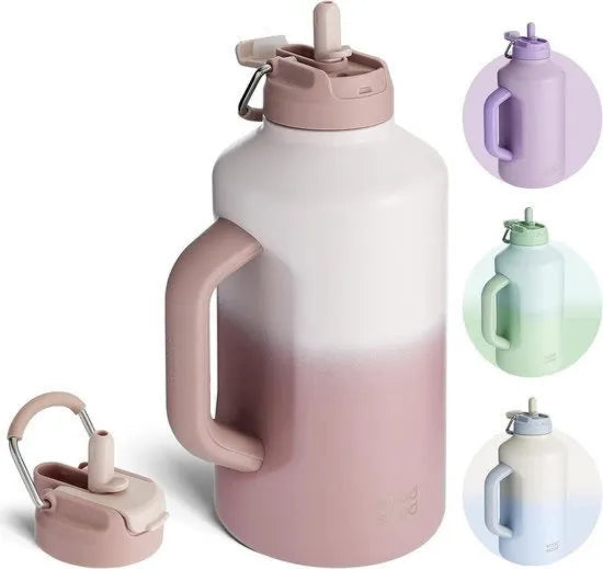 Bottiglia acqua isolata con beccuccio e coperchio doppio uso, 64 oz, a vuoto per allenamento e sport, di acqua sportiva in acciaio inossidabile,