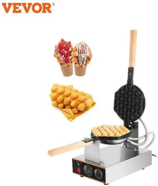 Wafeliera - macchina wafel, 180 ° rotativo, bar, cucina, ristorante, casa, 140,0 W, manico in legno, piastra in acciaio inossidabile