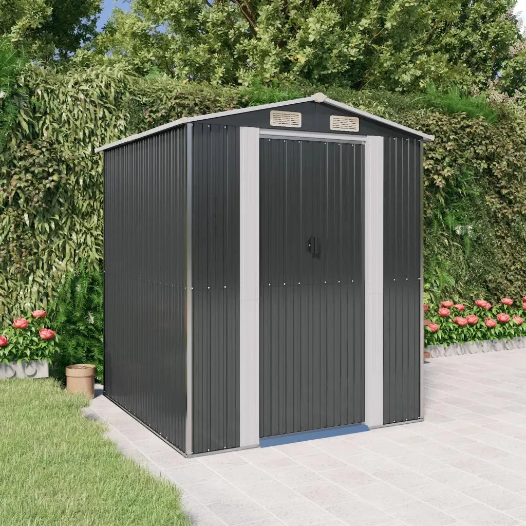 Casetta da giardino in metallo capanno antracite 192x191x223 cm in acciaio zincato mxl 65891