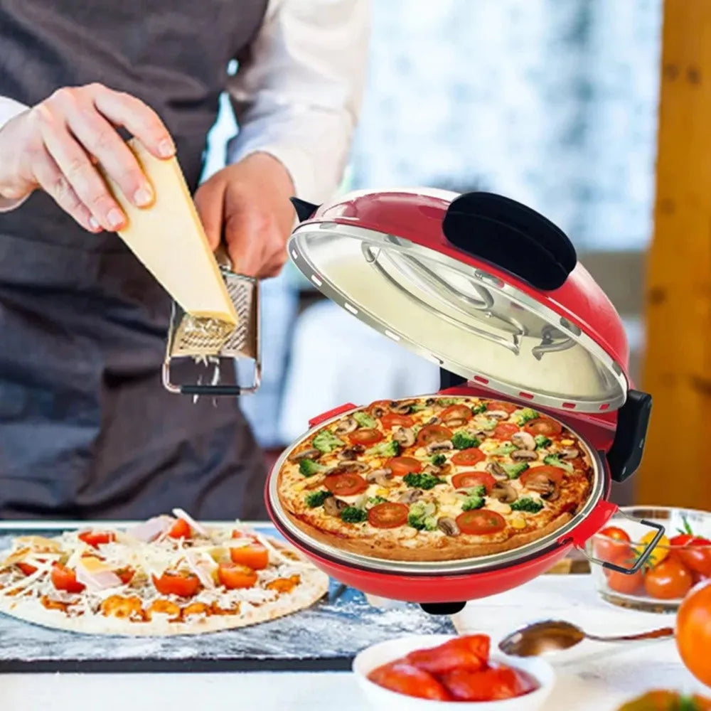 Forno elettrico, per pizza 1200 W termostato regolabile φ31 cm con 2 pale pizza in acciaio