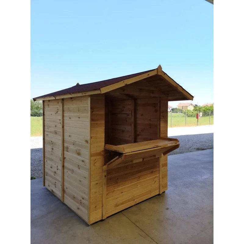 Chiosco espositivo modello CH2X2, doghe spessore 19 mm. ch, legno