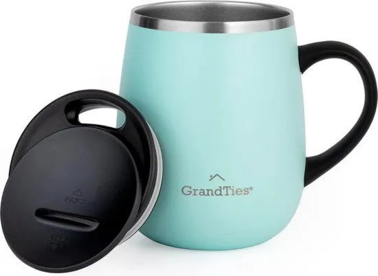 Tazza isolata caffè con manico, coperchio scorrevole per bicchiere termico a forma di da vino da 16 oz con doppio strato di acciaio inox a vuoto