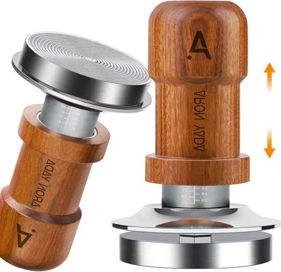 Tamponatore caffè 583 mm base a doppio braccio 10 kg forza di compressione manico di noce in ottone inox 304, set di setatori per espresso