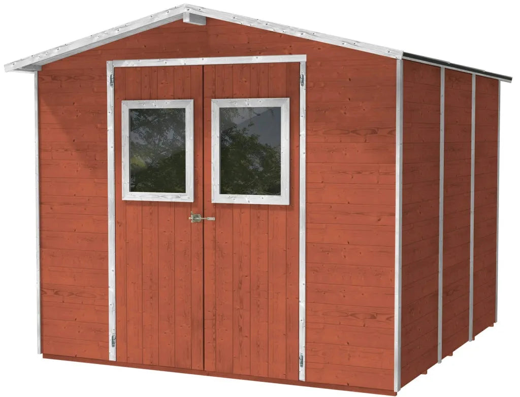 Casette box giardino in legno porta utensili 238x245x214 cm con 2 porte e finestre ecla salmone