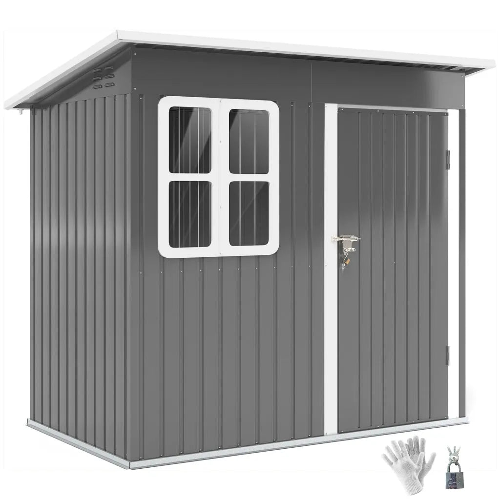 Casetta box giardino 220x130 cm porta con blocco finestra e prese d aria in acciaio grigio