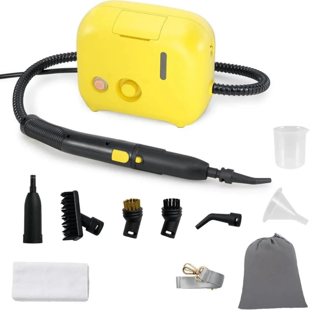 Pulitore vapore portatile vaporizzatore domestico serbatoio acqua 1L, si riscalda in 10 secondi giallo, 1600 W