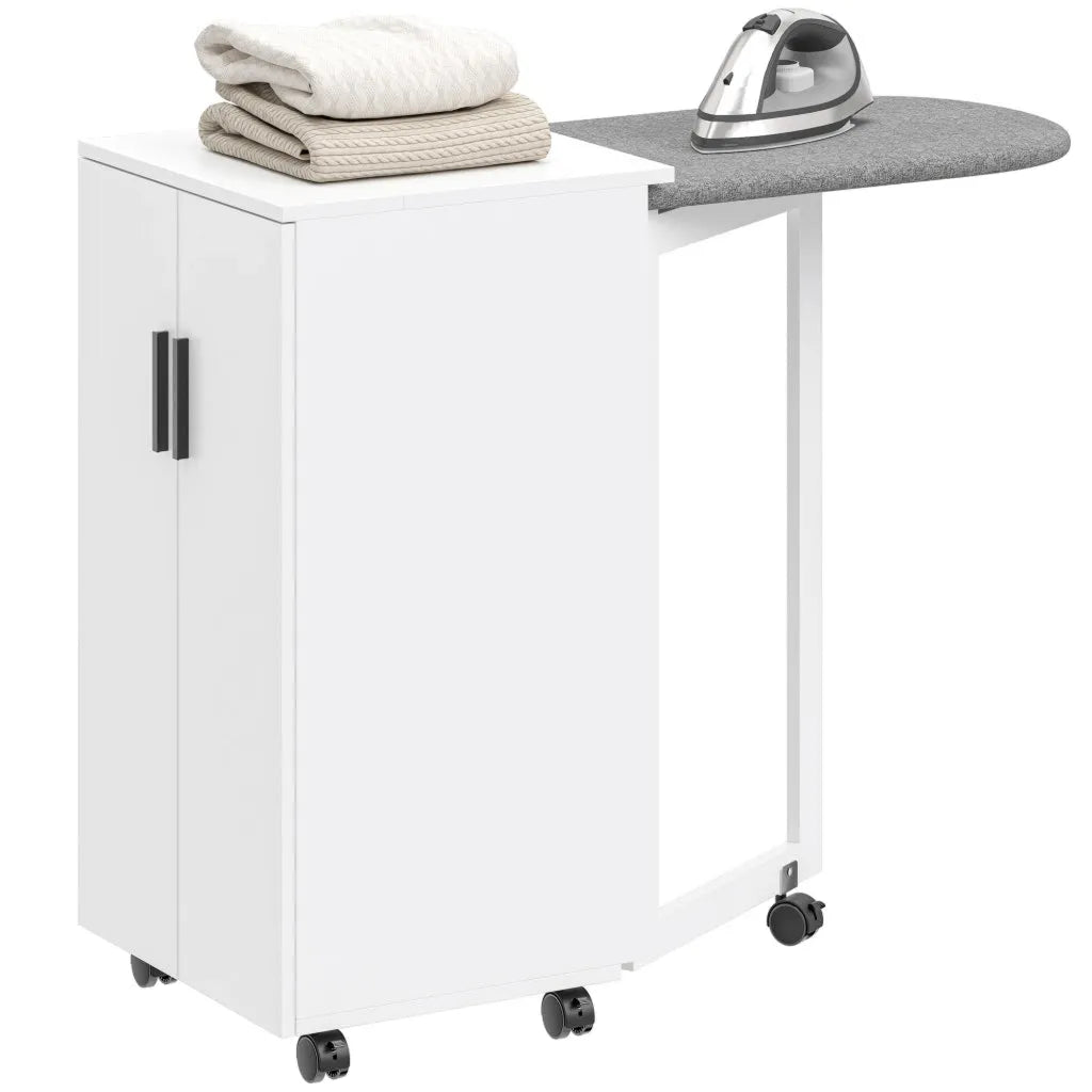 Armadio stirare scorrevole con asse da stiro e ripiano regolabile ¨c minimal ¨c bianco