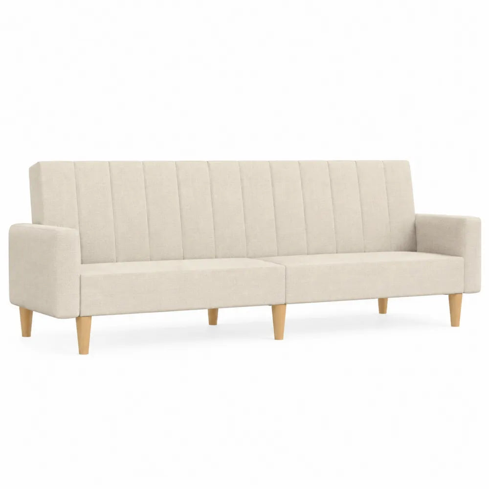 Divano 3 posti in tessuto a coste colore beige struttura in legno gambe in legno 200 cm x 85 cm x 80 cm
