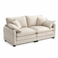 Divano 2 posti modulare imbottito in tessuto poliestere beige chiaro con cuscini rimovibili e piedini neri 200 x 95 x 85 cm