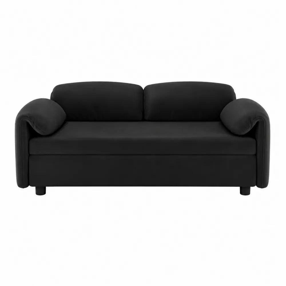 Divano a 2 posti in pelle PU nero struttura in legno compensato gambe basse 180 x 85 x 80 cm
