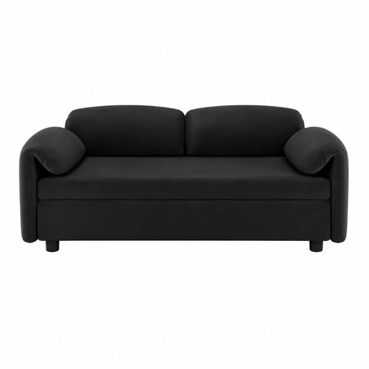 Divano a 2 posti in pelle PU nero struttura in legno compensato gambe basse 180 x 85 x 80 cm