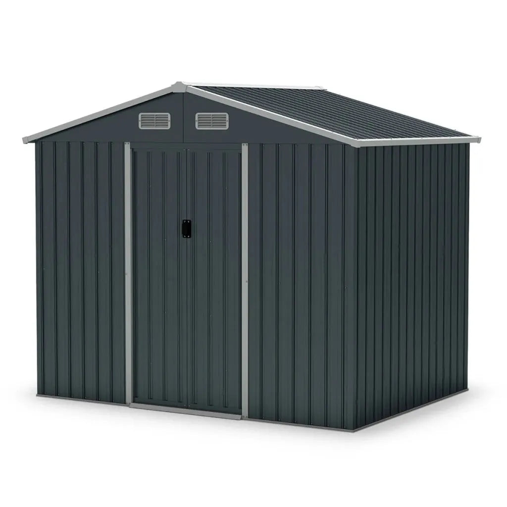 Casetta da giardino in metallo grande da /rimessa per attrezzi 226 x 162 x 196 cm comodo accesso e ventilazione ottimale stile moderno grigio