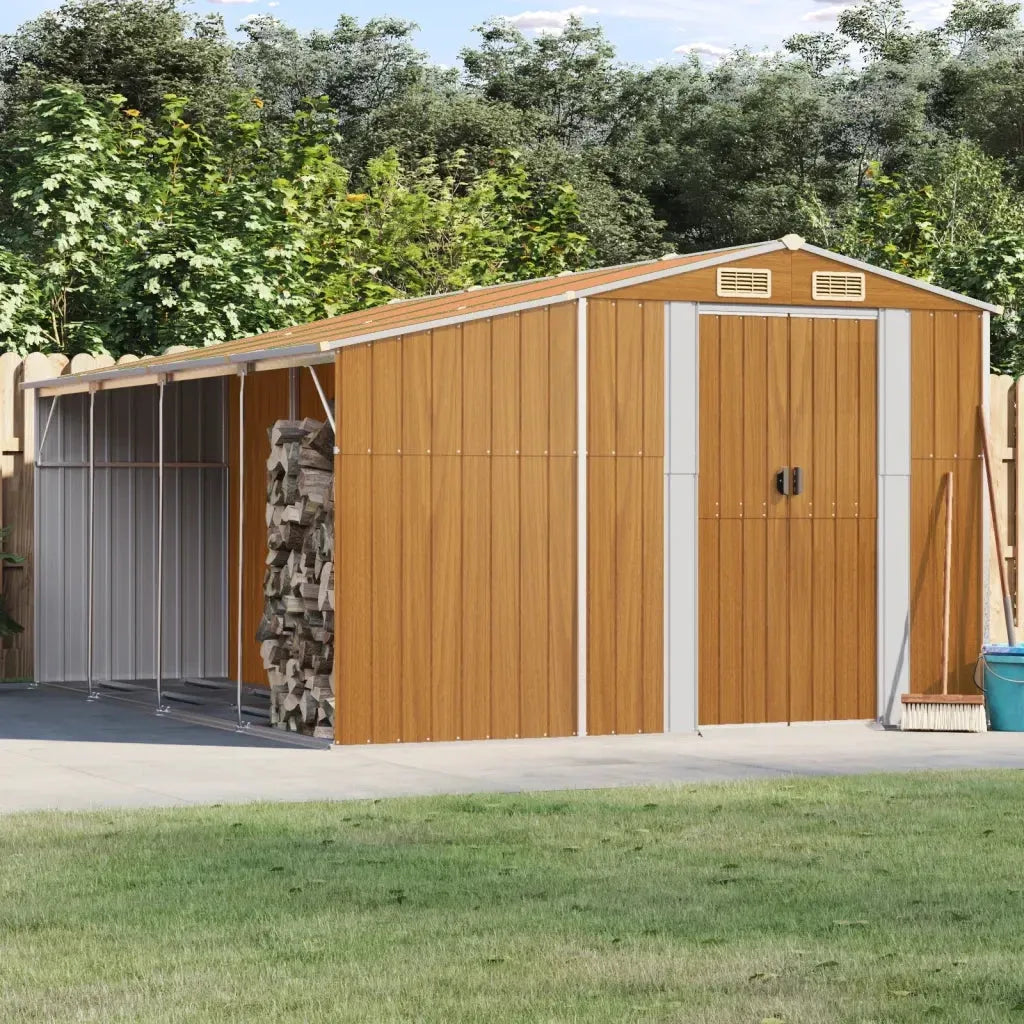 Capanno giardino marrone chiaro 277x365,5x179cm acciaio zincatocod mxl 104264