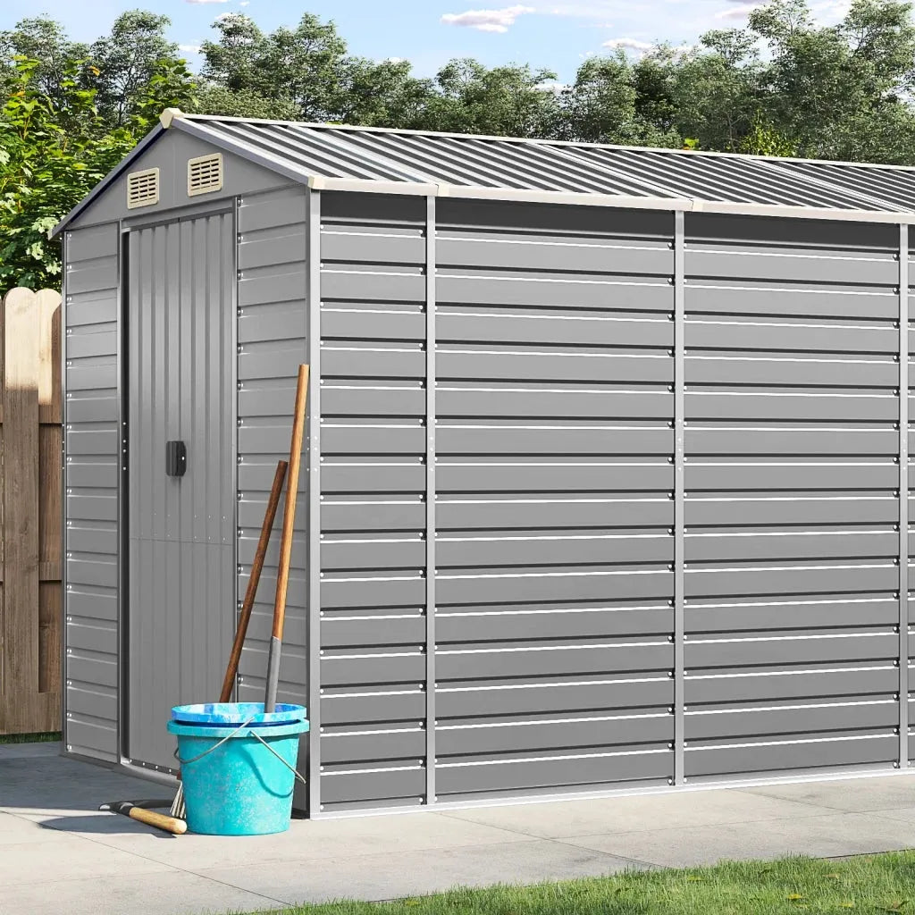Casetta da giardino in metallo capanno grigio chiaro 191x725x198cm acciaio zincatocod mxl 122407