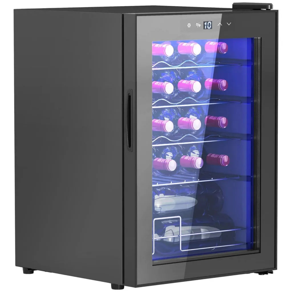 Cantinetta vino a libera installazione 43 x 45 x 64 cm 20 bottiglie temperatura con regolazione silenzioso elegante contemporaneo in metallo nero