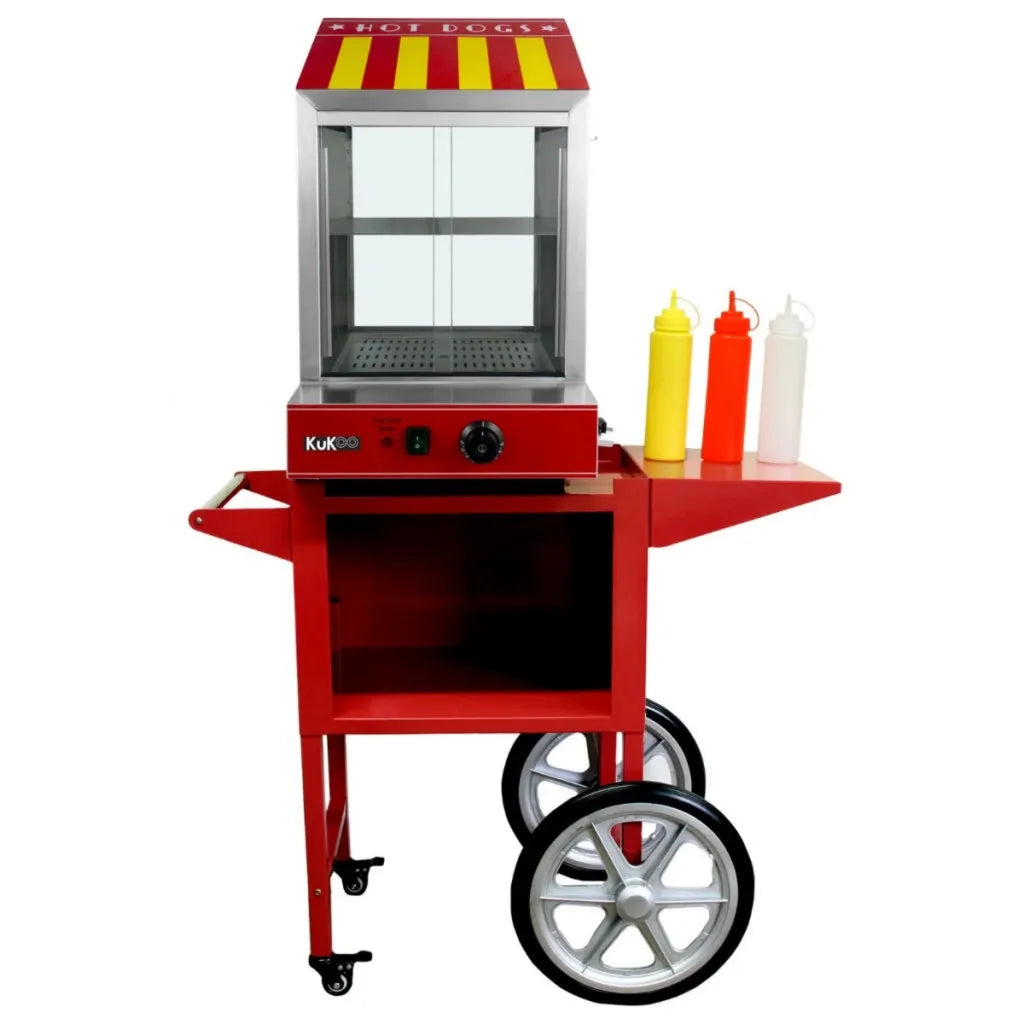 Kukoo vaporiera hot dog 2000 W professionale con carrello scaldapanini