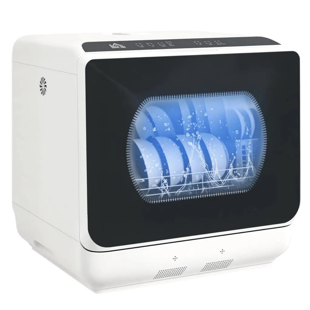 Lavastoviglie mini da tavolo compatta 4 coperti 5 programmi serbatoio 6L display LED touch 45 x 44 x 45,8 cm bianco