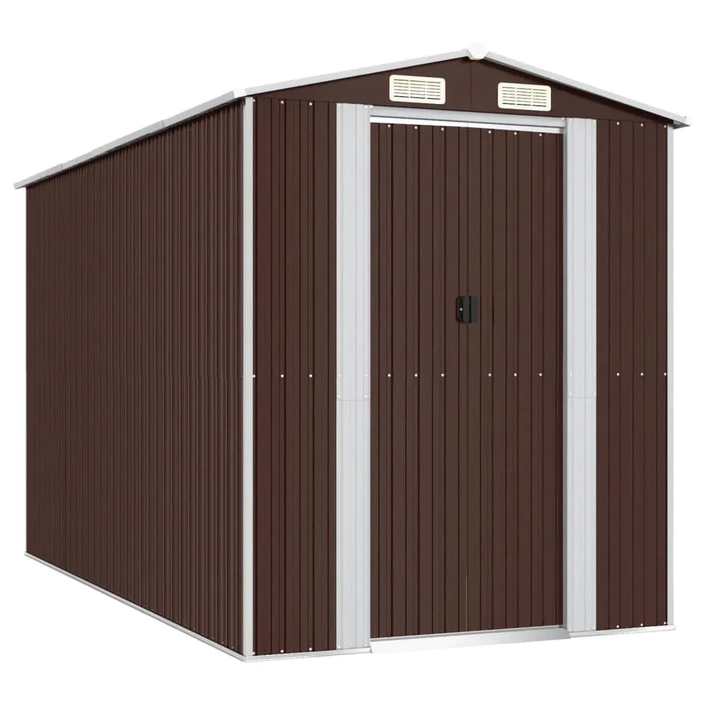 Casetta da giardino in metallo per cabine per riporre gli attrezzi per esterni capanno per robusto scuro 192 x 357 x 223 cm marrone acciaio zincato