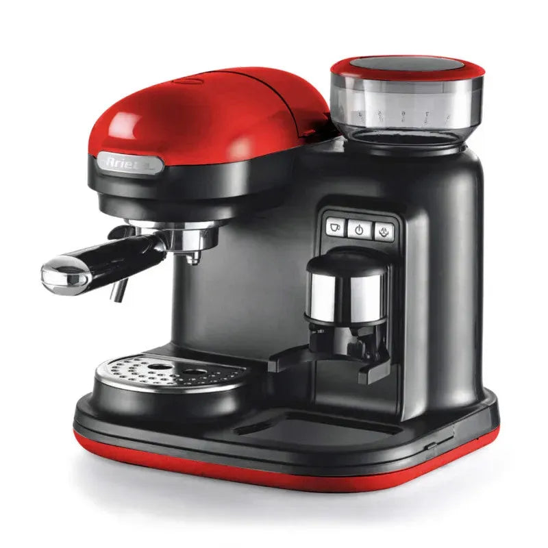 Macchina da caffè caffè con macinacaffè, montalatte, 15 bar, 1080 watt, rosso
