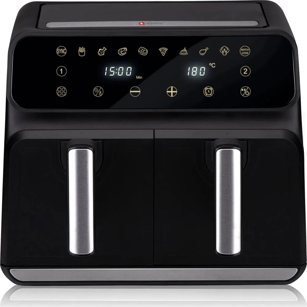 Friggitrice ad aria double air fryer calda 8 l display digitale 1700 W sync finish