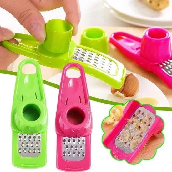 Grattugiatore chopper a mano con lame, utensili da cucina aglio grattugiato, accessori per aglio crudo, gambero rosso e aglio