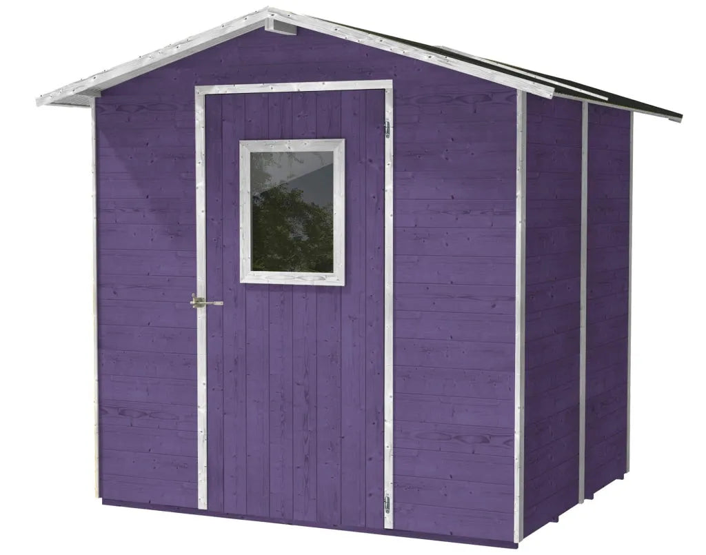 Casette box giardino in legno porta utensili 200x245x214 cm con porta e finestra ecla lilla