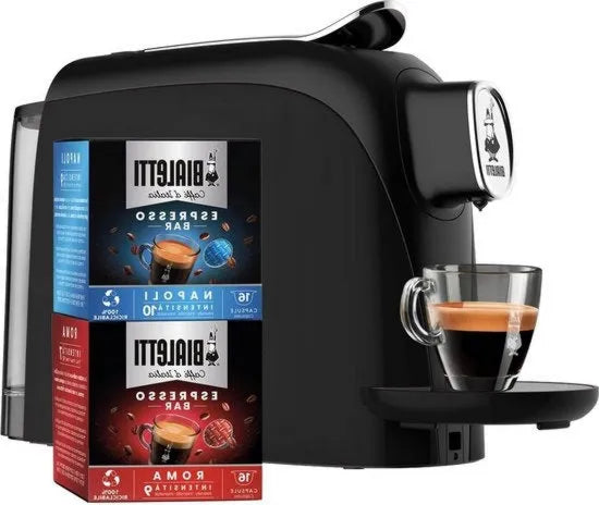 Macchina da caffè espresso caffè, funziona con 32 capsule, nero