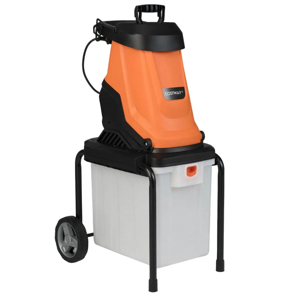 Trituratore elettrico legno 2800 W da giardino con cesto da 50 l- pesante a filo per pulizia del arancione