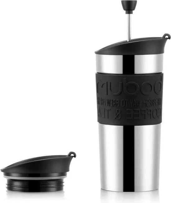 Caffettiere modello ML/12, viaggio, vuoto, 350 oz, acciaio inox con coperchio supplementare, nero