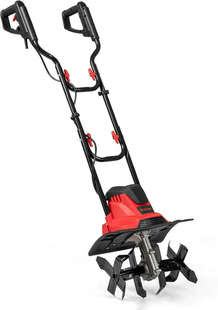 Motozappa elettrica filo, zappatrice da giardino con manico ergonomico e motore forte, motocoltivatore pieghevole per scavare terreno del prato 36,5 x