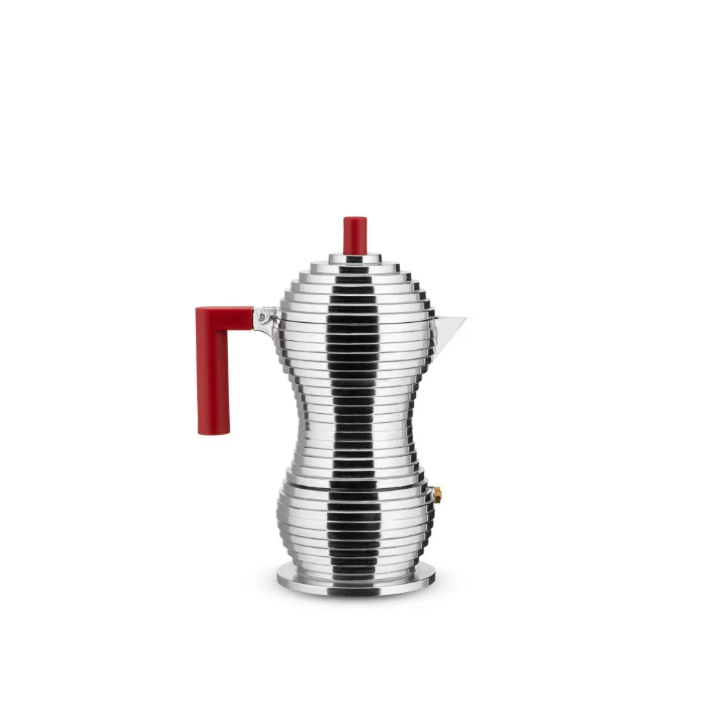 Alessi pulcina MDL02/03RFM modello MDL02/03RFM, 3 tazze, caffettiera per espresso di design in fusione d alluminio e pa, rosso