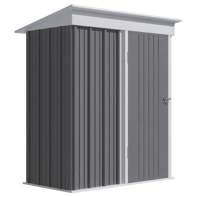 Casetta da giardino in metallo modello 161X95X163/181 cm, porta attrezzi in acciaio con porta bloccabile, grigio