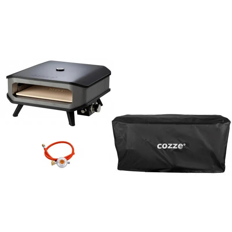 Forno elettrico pizza a gas 17 fino a 450° 42,5x42,5 cm con pietra refrattaria e copertura