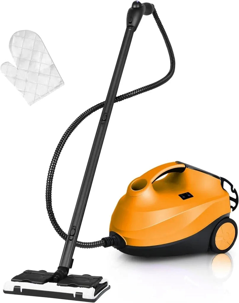 Pulitore vapore per tappeti, per pulizie profonde pavimenti finestre e macchine arancia, 2000 W a vapore con 19 accessori e serbatoio da 1,5L