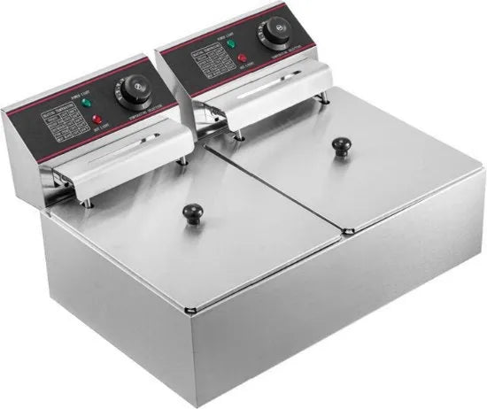 Forno elettrico friteuse professionale a doppio, 2x 6L, 12L, impianto di accensione indipendente, frittoia, piastra frittrice, 2x 2500 W, 220 V