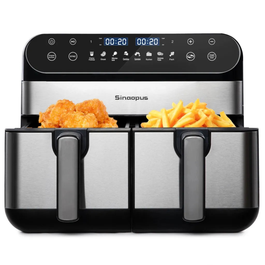 Friggitrice ad aria ideale per famiglie, con display touchscreen a LED, tempo e temperatura regolabili e 8 funzioni d, ad xxl da 10 litri con doppia