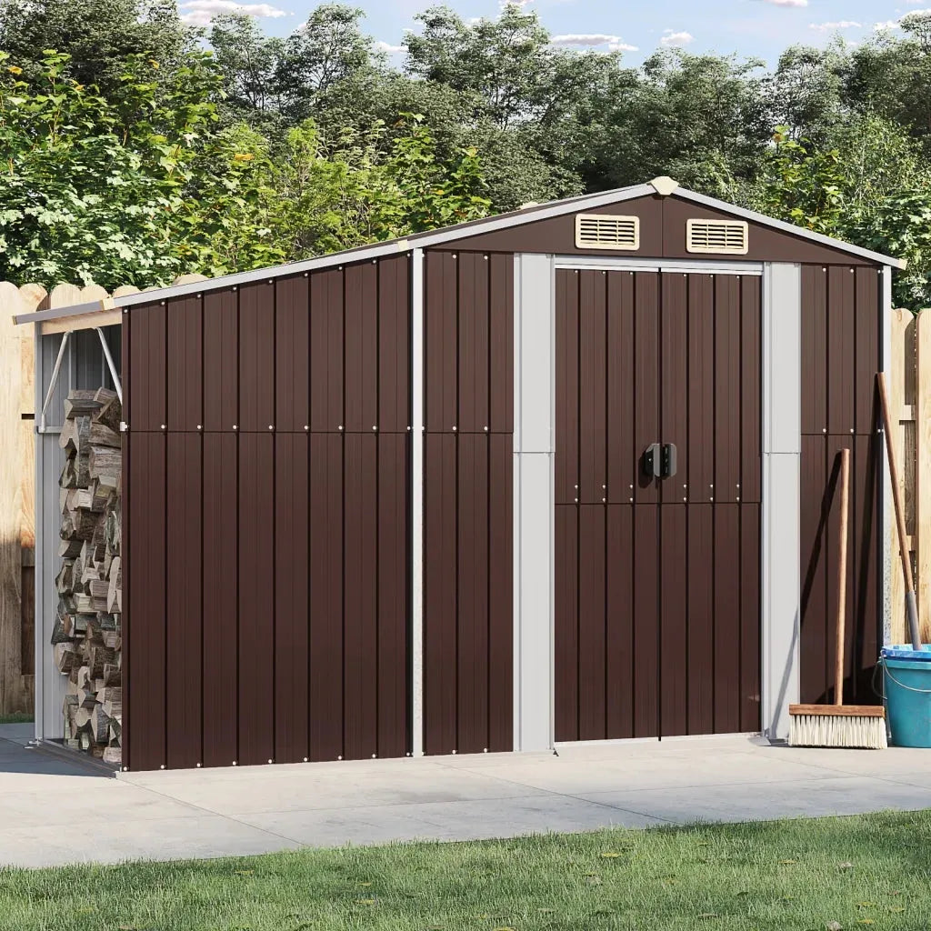 Casetta da giardino in metallo capanno marrone 277x93x179 cm in acciaio zincatocod mxl 96770