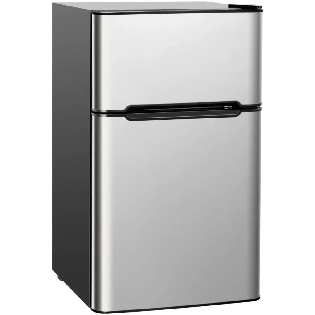 Frigorifero 90 L con congelatore separato 48 x 44,5 x 86 cm silenzioso e a risparmio energetico design in acciaio grigio 20_0013379