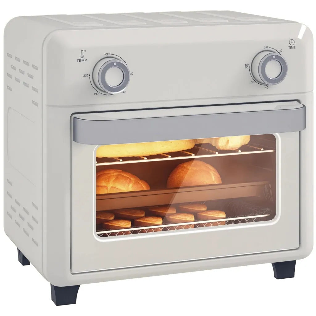 Forno elettrico friggitrice ad aria calda e mini 10L 1000 W temperatura regolabile 80-230°c, timer compatto per casa 32x27,2x29,8 cm