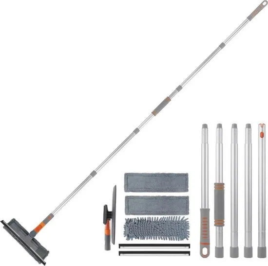 Telescopio modello 3-IN-1, pulire i vetri, doccia e vetro, pulitore a per vetri alti fino a 200 cm