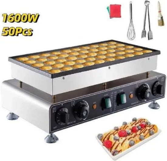 Poffertjes faccia modello 50PEZZI, ferro, wafeliera elettrica, mini, frittelle fatta in casa, elettrodomestico da cucina